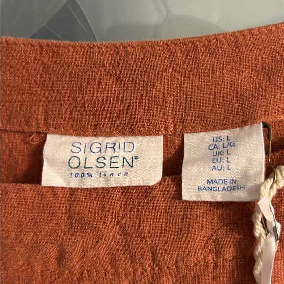 Sigrid Olsen Terracotta 100% Linen Top - Picture 2 of 4